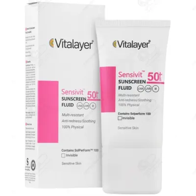ویتالایر فلوئید ضد آفتاب بی‌رنگ سنسی ویت SPF50 ۵۰ میل